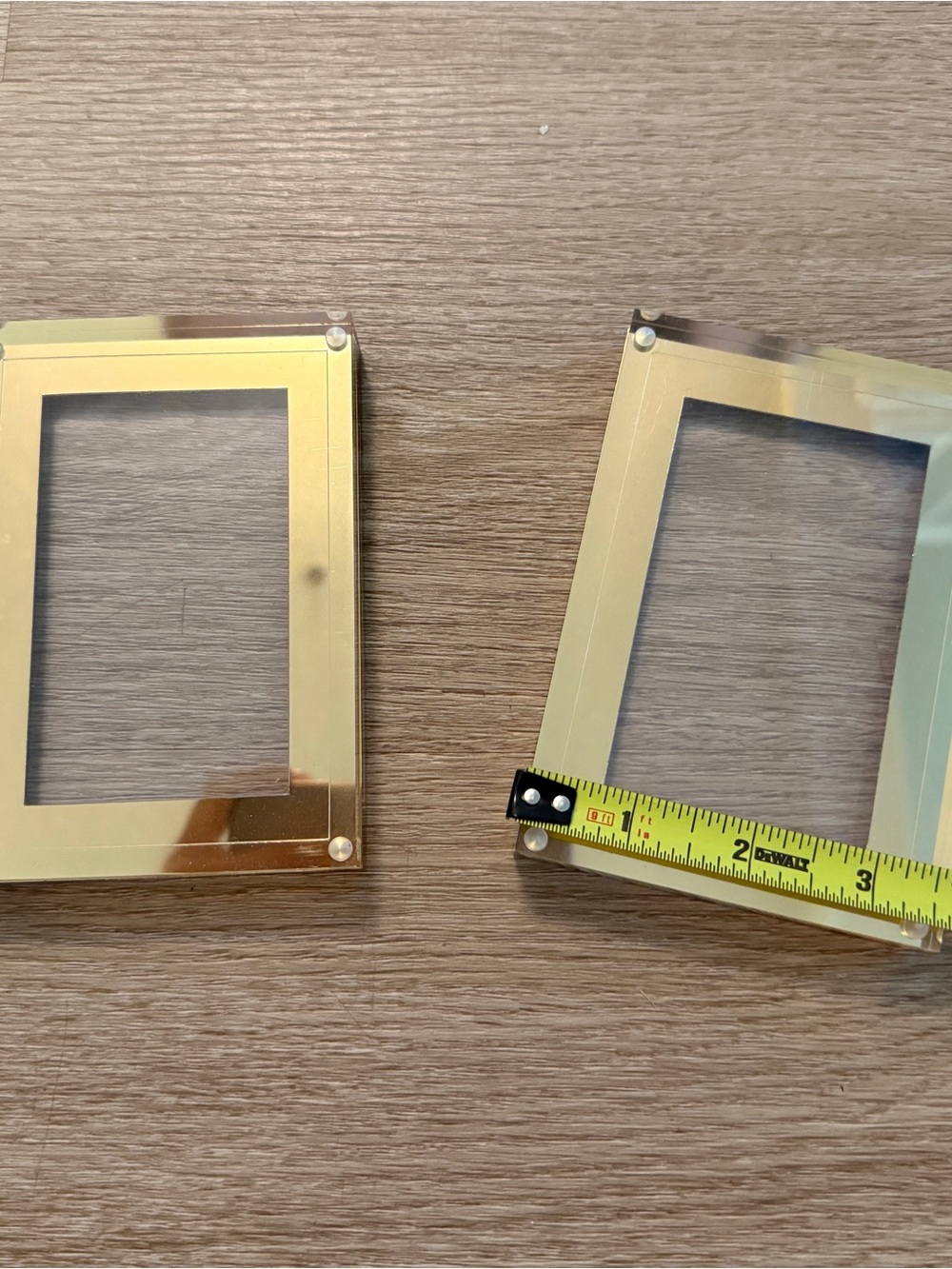 Brand New Set of 2 Gold Magnetic Acrylic Photo Frames 5.5 x 4.25